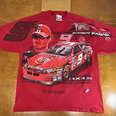 Vintage Kasey Kahne Shirt Mens Large Red All Over Print Aop Short Sleeve NASCAR • $33.96