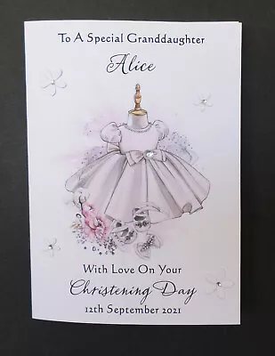  PersonalisedHandmade  Christening Card Granddaughter Goddaughter Daughter Niece • £2.69