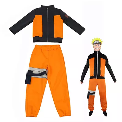 Kids Uzumaki Naruto Cosplay Costume Jacket + Pants Outfit Dress Up • $49.97