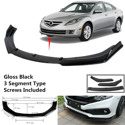 Add-on Universal Fit For Mazda 6 2009-2013 Front Bumper Lip Spoiler Wing Black • $51.99