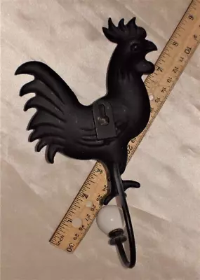 Metal Rooster Chicken Hook Ceramic Knob Towel Coat Hat Leash Scarf Chicken Decor • $21