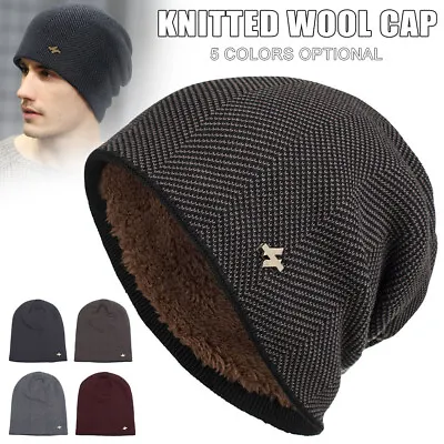 Winter Velvet Knitted Hat Men Women Warm Thick Beanie Fleece Ski Cap Outdoor AU • $13.29
