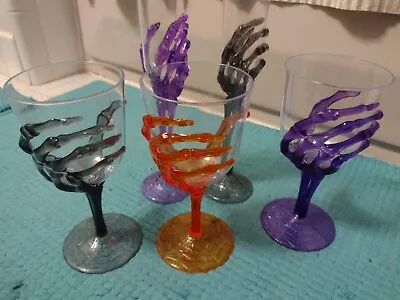 Lot Of 5 Halloween Skeleton Plastic  Glasses  - Ships Fast! • $12