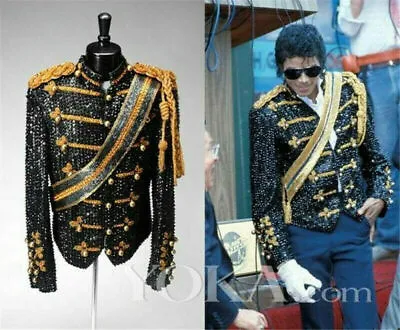 MJ Michael Jackson Cosplay Costume Mens Classical Sequin Jacket Coat Outfit • $67.68