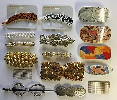 Lot Of 16 Vintage Ornate Women's Barrettes Hair Clips 11 Barrettes 2 Clip 2 Comb • $58.95