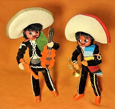 VTG Pair Of Folk Art Handmade Cloth Mexican Dolls ~ Mariachi Doll Band ~ EUC • $39.10