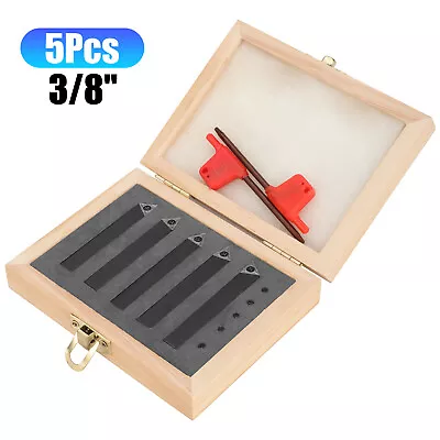 5pcs 3/8  Shank Lathe Indexable Carbide Insert + Turning Tooling Bit Holder Set • $26.48