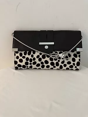 MILLY Pony Hair & Black Leather Clutch Purse • $34.99