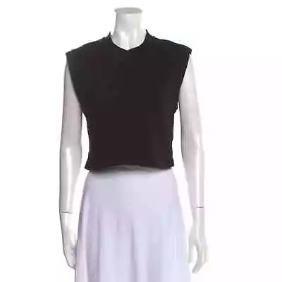 T By Alexander Wang Black Sleeveless Crewneck Tie-Back Crop Top Size Medium • $24.99