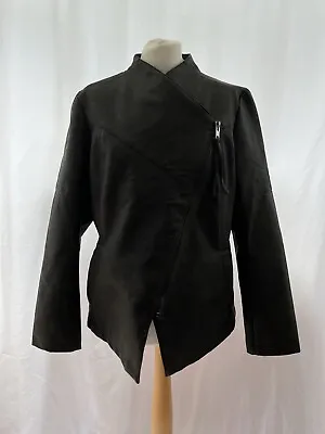 £50.99 • Buy Miss Captain Tortue Faux Leather Jacket Size 44 UK 16 Black Biker Jacket NEW