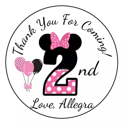 12 Minnie Mouse 1st 2nd 3rd 4th Birthday Party Stickers Favors Labels Tags 2.5  • $4.99