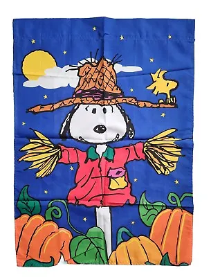 Snoopy Peanuts Fall Pumpkin Scarecrow  Thanksgiving Garden Yard Flag Blue 40x30  • $19.95