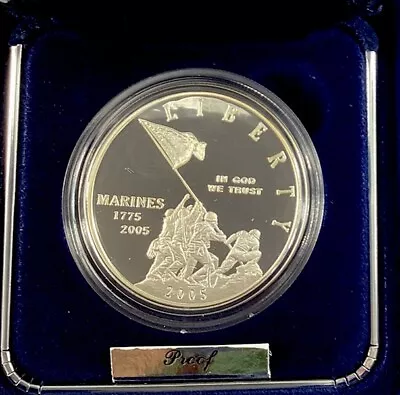 2005 $1 Proof United States Marine Corps 230th Anniversary Silver Dollar FreshX4 • $54