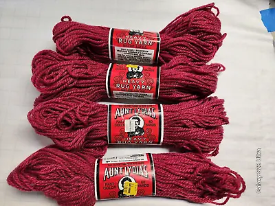 4 Vintage Aunt Lydia's Heavy Rug Yarn 60 Yards Each Polyester Persian Red • $16.50