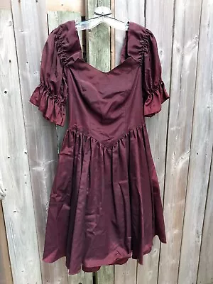 Vintage 80s 90s Dress Taffeta Burgundy VICTORIANA Gown 33  Bust 28  Waist Formal • $38