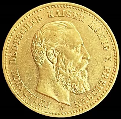 1888 A Gold German States Prussia 10 Mark Wilhelm I Coin Berlin Mint Au • $397