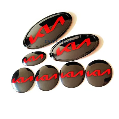 7x BLACK RED KN Car Front Trunk Steering Wheel Badge Sticker For K5 FORTE OPTIMA • $26.96