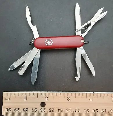 Red VICTORINOX MiniChamp Swiss Army Knife W/Blue Pen & Cuticle Pusher • $34.19