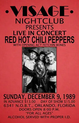 $13.99 • Buy Red Hot Chili Peppers Replica 1989 Concert Poster