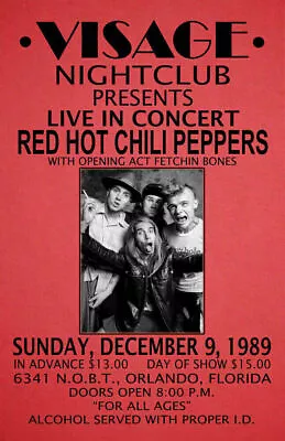$13.99 • Buy Red Hot Chili Peppers Replica 1989 Concert Poster
