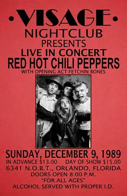 Red Hot Chili Peppers Replica 1989 Concert Poster • $13.99