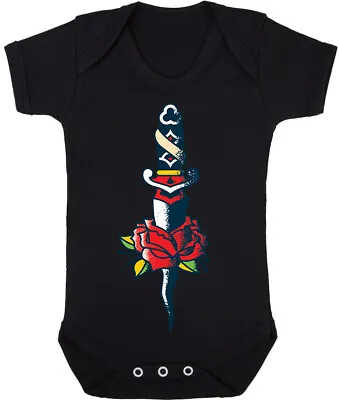 £11.99 • Buy Kids Baby Grow Suit Dagger Rose Tattoo Alternative