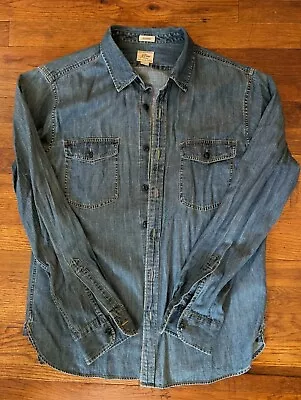 J. Crew Mens Classic Fit Dual Pockets Chambray Denim Shirt Size Large • $20