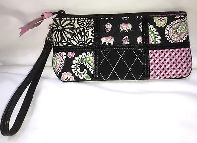 Vera Bradley PINK ELEPHANT Ella Patchwork WRISTLET BAG Breast Cancer Awareness • $29.95