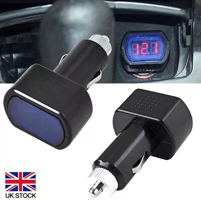 LED Car 12V 24V Battery Volt Voltage Meter Gauge Cigar Lighter Plug Black UK • £6.99