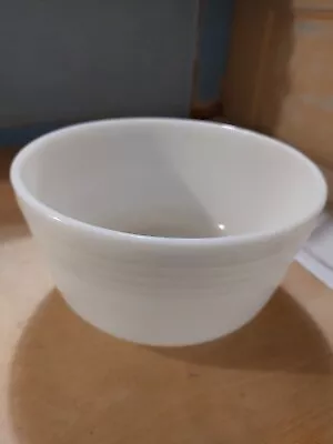 Vintage Milk Glass Ribbed White Pyrex 9  Mixing Bowl  • $25