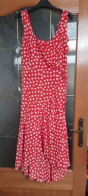 £6.90 • Buy Papaya Red Floral High /low Wrap Midi Dress Size 12