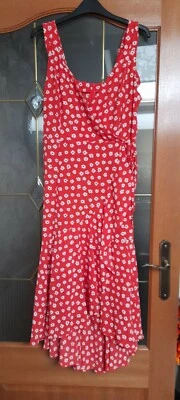 £6.90 • Buy Papaya Red Floral High /low Wrap Midi Dress Size 12