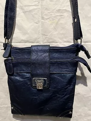 Rosetti Blue Soft Faux Leather Purse Shoulder Crossbody Multi Pocket ID Zippers • $24.96