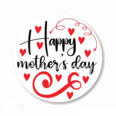 Red Hearts Mom Scrapbook Stickers Happy Mother's Day Party Favors Labels • $2.95