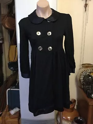 ALICE McCALL Black Coat Dress Silver Double Breast Button Front Size 8 • $50