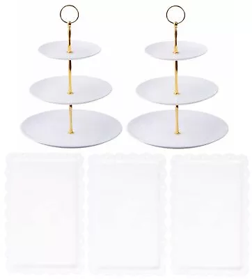 Set Of 5 Dessert Stand Set 2X Small 3 Tiers White Plastic Cupcake Stand Hold... • $44.92