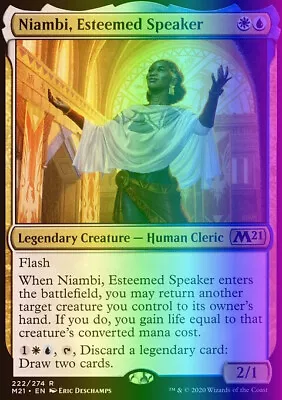 MTG Magic The Gathering Niambi Esteemed Speaker (222/417) Core Set 2021 LP FOIL • $0.99