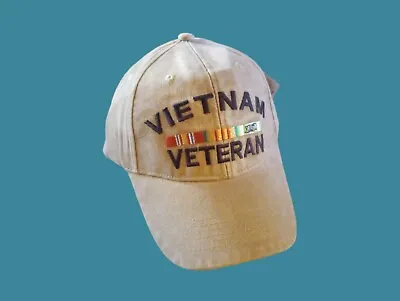 U.s Military Vietnam Veteran Hat Embroidered Military Ball Cap Khaki Stonewashed • $19.95