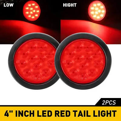 2X 4 Inch Round Red 24-LED Truck Trailer Stop Turn Tail Brake Lights Waterproof • $20.99