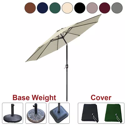 2.7M Round Garden Parasol Sun Shade Outdoor Patio Umbrella With Crank Tilt • £18.97