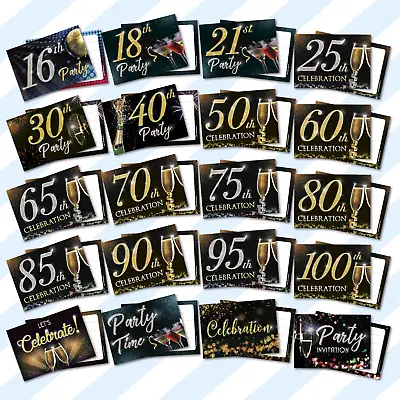 £1.85 • Buy 16,18,21,25,30,40,50,60,70,80,100 Birthday Party Anniversary Invitation Cards