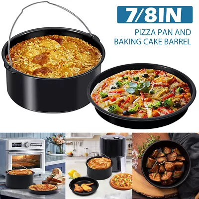 2Pcs Air Fryer Accessories Air Fryer Pizza Pan Baking Cake Barrel With Coating￡ • $23.89