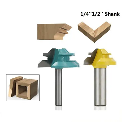 1/4  1/2'' Shank Lock Miter Router Bit 45 Degree Tenon Cutter Router Bit Tools • $10.49