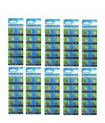 100 X AG13 LR44 SR44 L1154 357 A76 QUALITY ALKALINE BUTTON COIN CELLS BATTERIES • £5.95