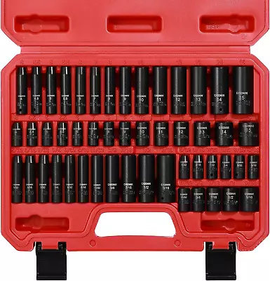 CASOMAN 1/4 Inch Drive Master Impact Socket Set 50-Piece 6-Point SAE/Metric • $40.65