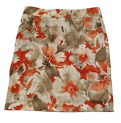Evan Picone Skirt Womens Size 10 Petite Lined Orange Floral (Ski10.28.1) • $11.50
