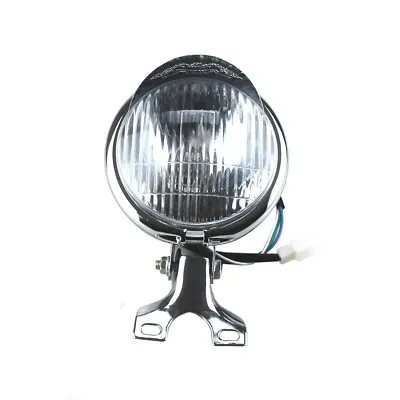 Chrome 5.5  Headlight Vintage Round Motorcycle Head Light For Harley Cafe Racer • $31.99
