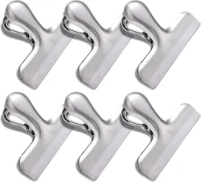 Bag Clips Stainless Steel Chip Clip 6 Pack Heavy Duty Air Tight Seal Kitchen C • $8.52