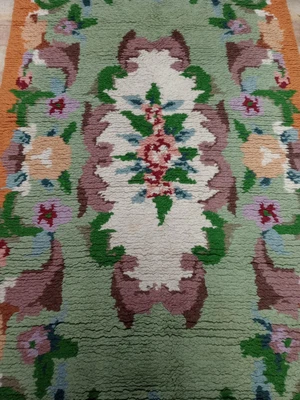 £80 • Buy Vintage Retro 1960s 1970s Orange & Brown Rug. Mid Century. Retro Floral Rug 