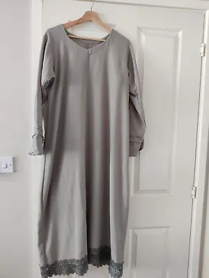 Ladies Muslim Abaya Jilbab Islamic LaceKaftan Long Maxi Prayer Dress Beads+Free • £9.99
